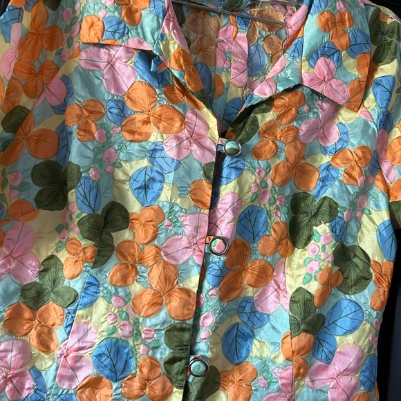 Vintage 60s Mod Seer Sucker Collared Button Day Dress. Fits M, 8-10 - Picture 3 of 3